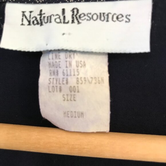 Natural Resources Button-Down Tunic: Vintage 70s Navy Geometric Blouse, Size M - Picture 12 of 14